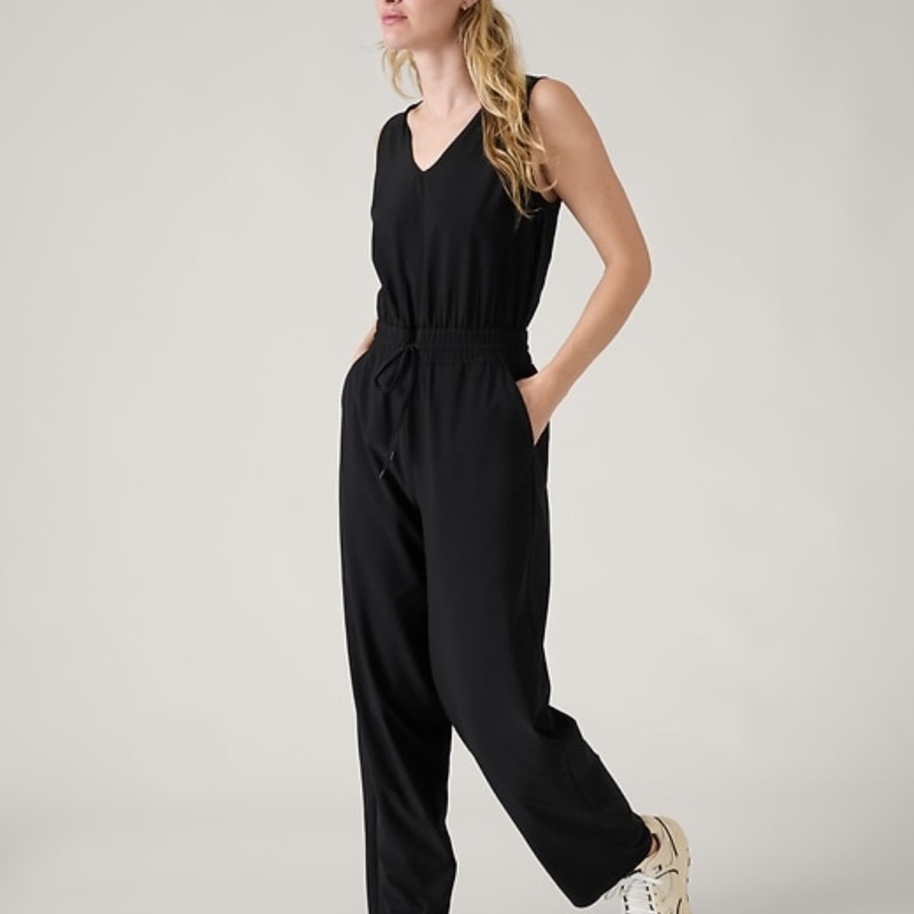 Athleta Black V-Neck Sleeveless Jumpsuit